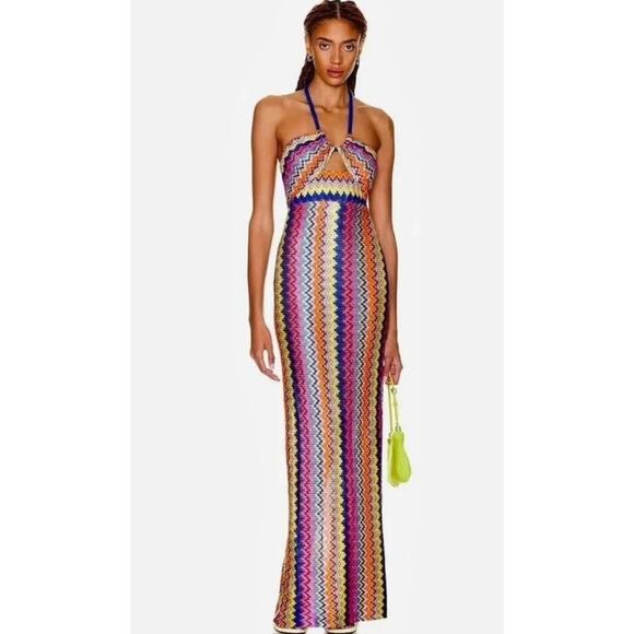 NWT Alexis Multicolor Sunrise Knit Vedette Sleeveless Maxi Dress Size M Resort - Picture 8 of 16